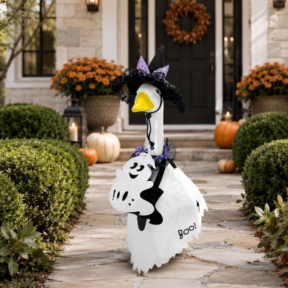Fall Halloween Decoration for Home Indoor Outdoor Clearance Under $5.00!Halloween Porch Gander Outfit Set Pumpkin Attire Witch Hat Yard Gander Clothes Festive Garden Porch Decor Accessories