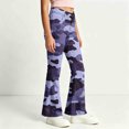thumbnail image 4 of Spazoro Girls Flare Pants with Pockets, Lightweight Camouflage Print Relaxed Fit Button Closure Retro Bell‑Bottom Trousers for Street Daily Wear Purple Size 13-14, 4 of 7