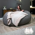 thumbnail image 3 of Big Joe Fuf 6.5Ft Giant Foam Bean Bag Chair, Oversized Couch with Removable Cover for Kids, Teens, Adults, Fog Lenox, Durable Woven Polyester, 6.5 foot, 3 of 7