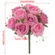 thumbnail image 2 of Ramo de flores de rosas artificiales de 9 cabezas, ramo de flores de novia, fiesta de boda, tela de seda, decoración floral falsa, rosa oscuro Sweethay HA6916-03B, 2 of 6