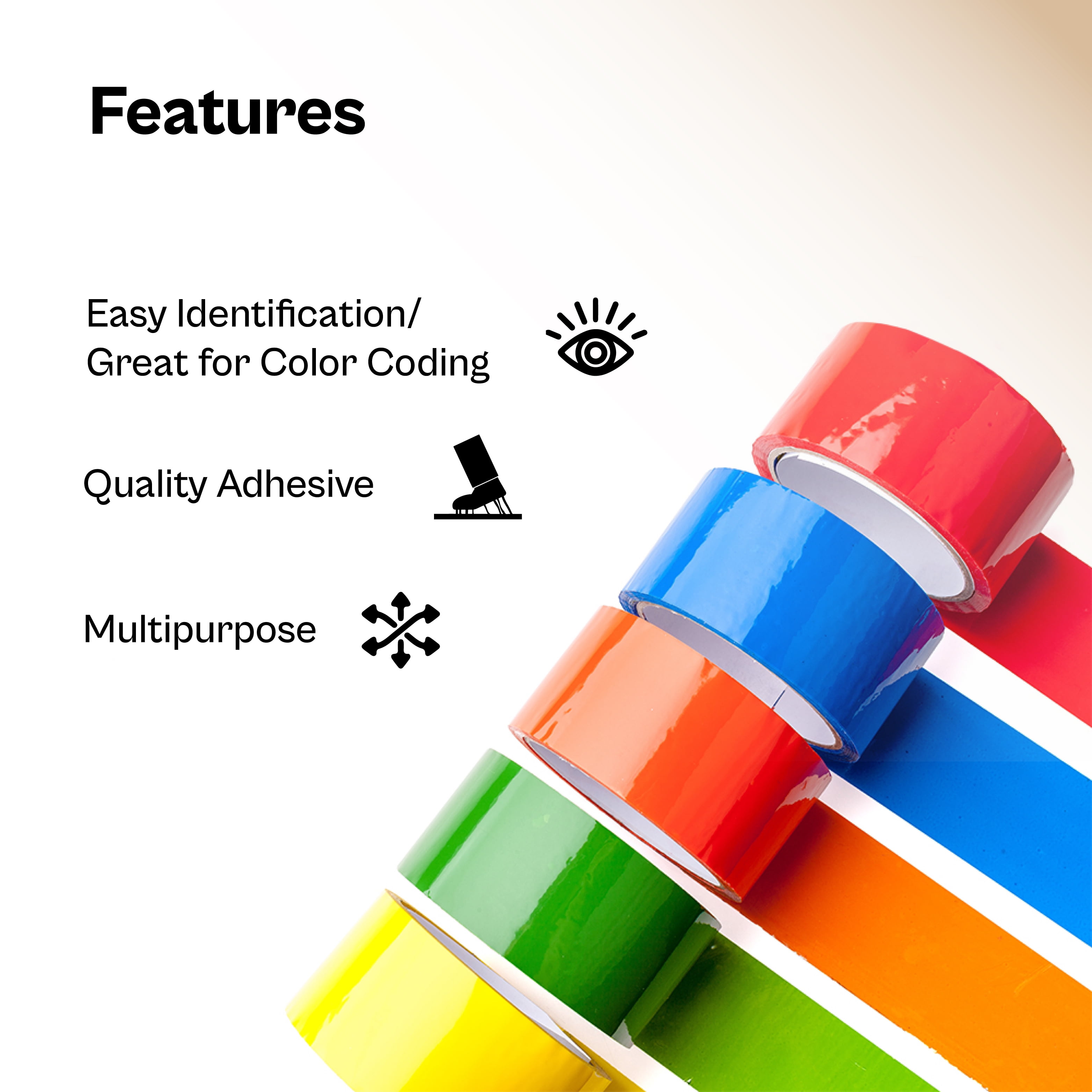SSBM 1.88 Inch x 110 Yards Black Acrylic Carton Sealing Tape, 2 Mil, Daily Shipping & Packaging, 72 Rolls
