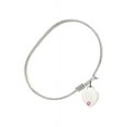 thumbnail image 2 of 6 1/4 inch Oval Eye Hook Bangle Bracelet w/ Heart medal charm w/ Rose Swarovski Crystal, 2 of 3