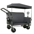 thumbnail image 2 of Olurrisa 3-in-1 Folding Wagon Cart with Bench Seat & Canopy & Storage, 500lbs Heavy-Duty, 180L Capacity, All-Terrain Wagon for Camping, Beach, Sports, & Garden, Gray, 2 of 7
