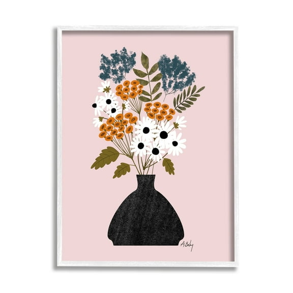 Stupell Industries Bold Mixed Flowers Bohemian Spring Vintage Pot,24 x 30, Design by Anne Bailey Art