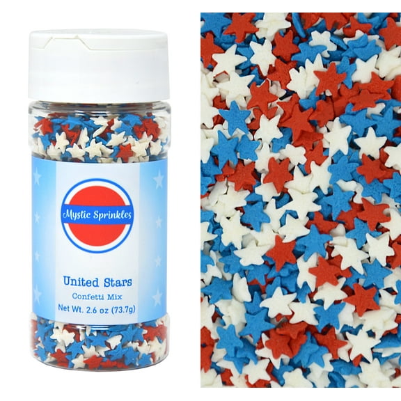 Mystic Sprinkles United Stars Confetti Mix 2.6 Ounce Bottle