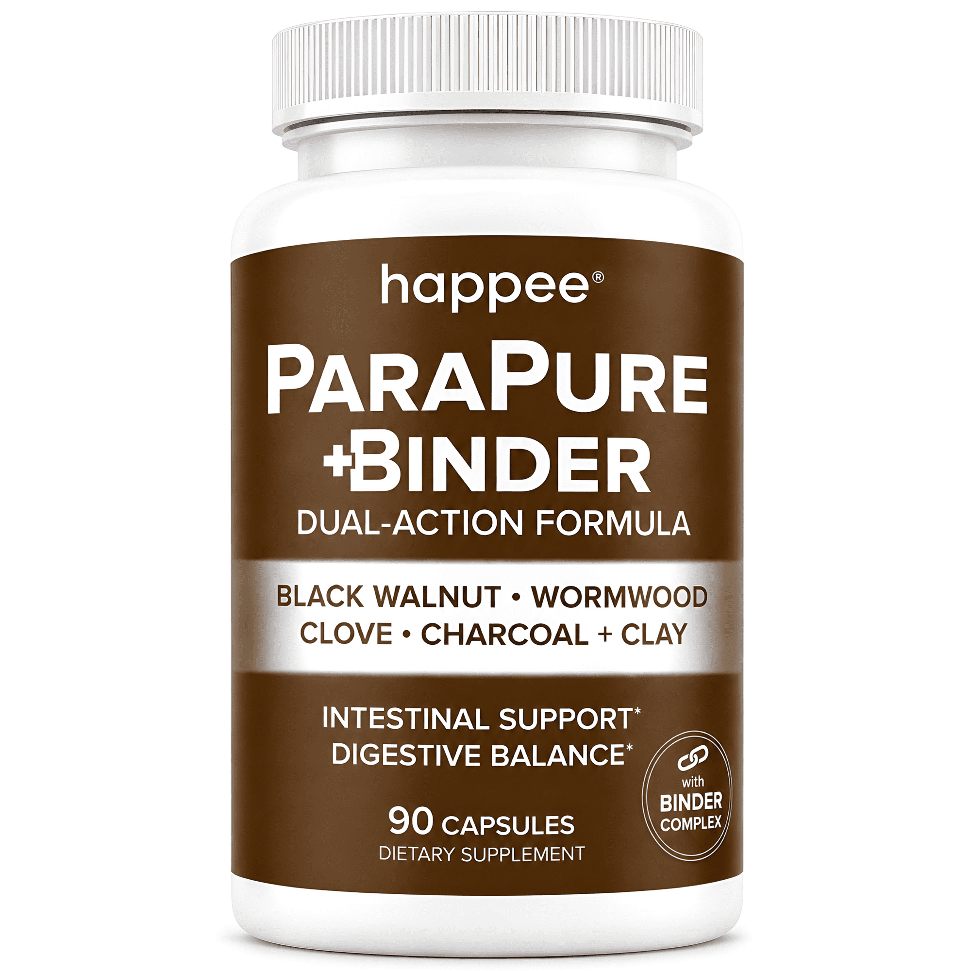 Happee Parasite Cleanse with Binder - Black Walnut & Charcoal for Digestive Support - 90 Capsules