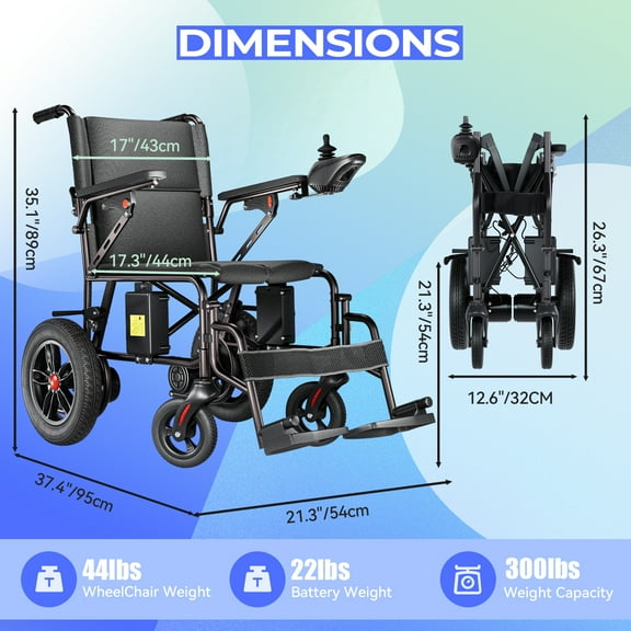 Edcsi Reclining Electric Wheelchairs for Seniors, Comfortable Motorized Wheelchairs with Adjustable Seats, Foldable Travel Power Chairs for Adults, Folding Portable Mobility Scooter