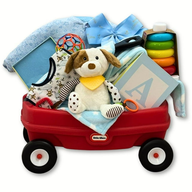 Baby Boy Gift Mega Blocks Fun Wagon with Clothes, Toys and Baby Essentials