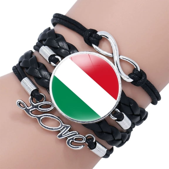 Uijokdef Bracelet for Women Men, Multilayer Black Leather Bracelets, Europe Countries