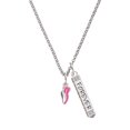 thumbnail image 1 of Delight Jewelry Silvertone Mini Hot Pink Running Shoe Silvertone Forever Bar Charm Necklace, 23", 1 of 4