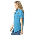 thumbnail image 3 of Woman Within Plus Size Petite Short-Sleeve Button Down Seersucker Shirt, 3 of 6