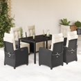 thumbnail image 1 of vidaXL 7 Piece Garden Dining Set with Cushions Black Poly Rattan, 1 of 5