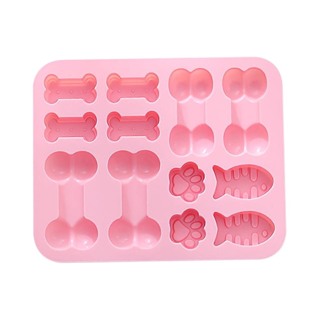 Molde De Silicona Para Galletas De Chocolate Con 12 Agujeros, Molde De Silicona Para Galletas Resistente Al Calor, Molde Para Hornear De Alta Elasticidad Con Forma De Hueso De Garra De Gato Y Pescado Methold HA026640-01