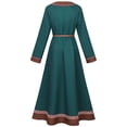 thumbnail image 5 of Women's Medieval Viking Dress Retro Pastoral Renaissance Peasant Maxi Gown with Belt for Halloween Cosplay, 5 of 6