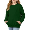 thumbnail image 3 of Abtuhar Fall Winter Sweatshirt Pullover for Middle Big Girls Solid Long Sleeve Crew Neck Tops with Side Pockets for 5-15 Years, 3 of 5