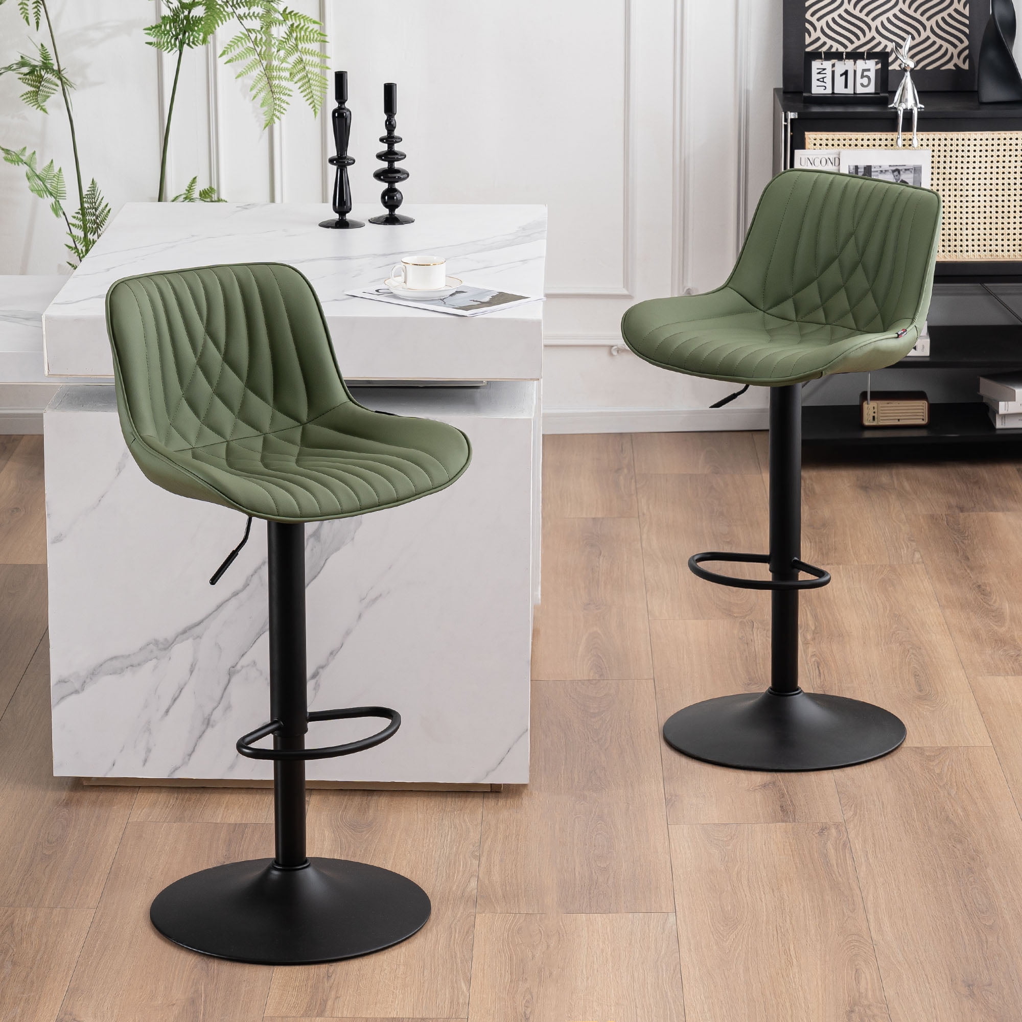 Kidol & Shellder Green Bar Stools Set of 2 Modern Kitchen Island ...