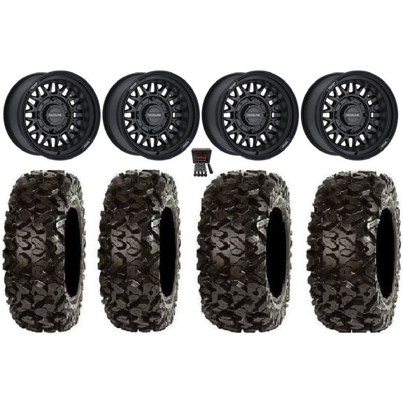 Raceline Omega 14" Wheels Black 26" Rip Saw Tires Kawasaki Mule Pro FXT