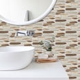 thumbnail image 4 of 6 Pcs Waterproof Tiles Stickers Wall Decals 11.81'' x 5.91'' Beige Brown Gray Mosaic Stone Pattern Sticker Peel and Stick Kitchen Backsplash, 4 of 7