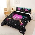 thumbnail image 2 of Erosebridal Mint Dripping Black Grid Pink & Cyan Baseball & Bat Graphic Full Size Comforter Sets 3 Pieces, Sport Graphic Bedding Sets for Girls Kids,Black Reversible,Luxury Bedroom Decor, 2 of 6