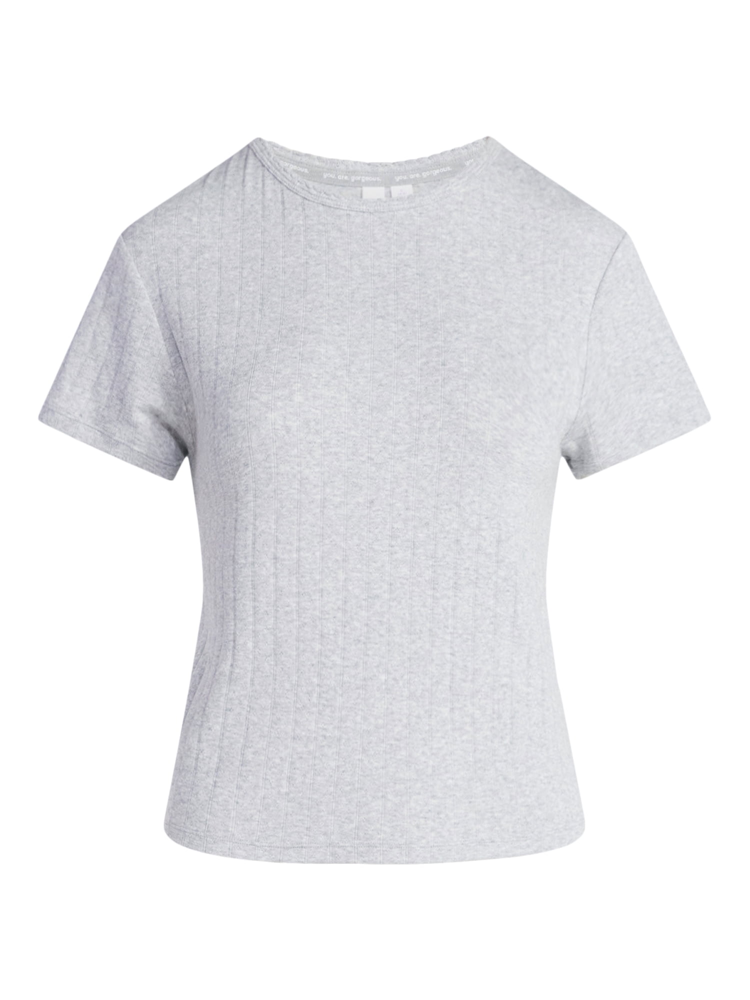 Joyspun Women’s Pointelle Knit Short Sleeve Sleepwear Tee, Sizes XS-3X