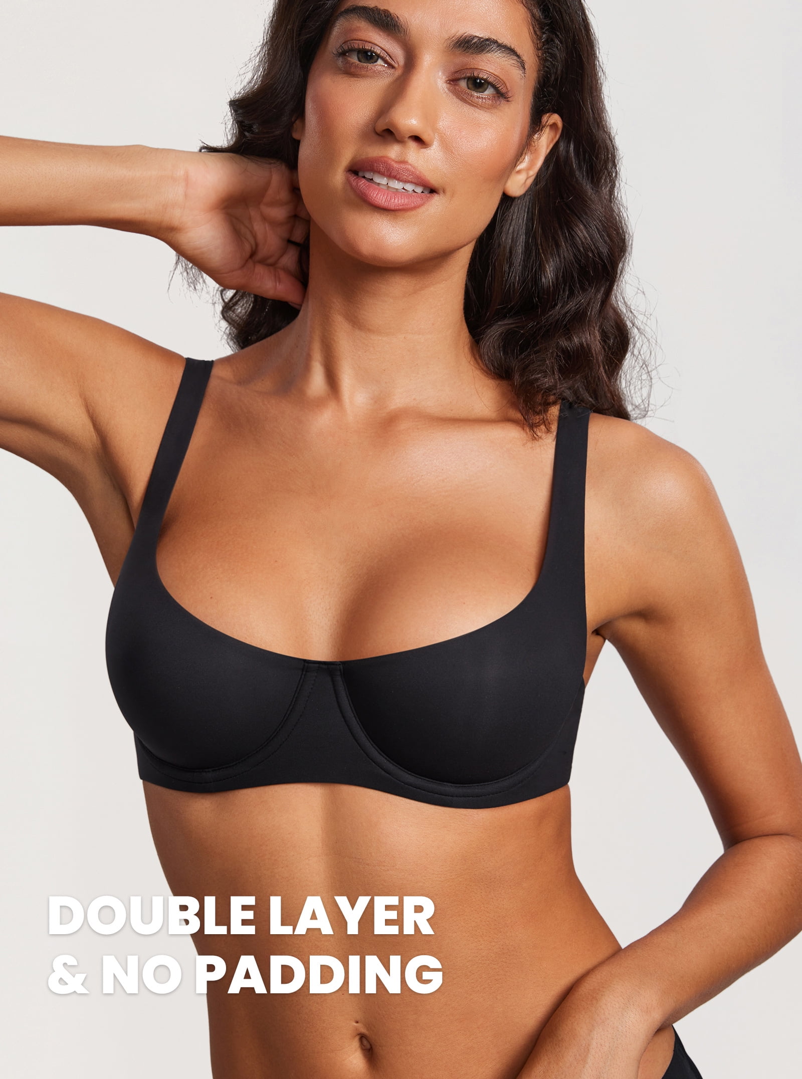 Women's Unlined Balconette Bra Underwire Supportive Plus Size Bras