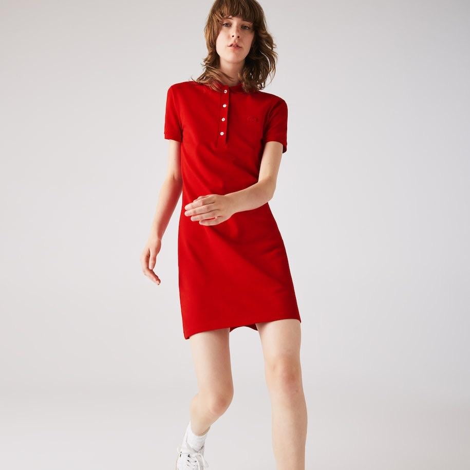 women's stretch cotton mini piqué polo dress