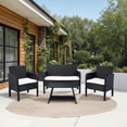 thumbnail image 2 of SAFAVIEH Outdoor Collection Aboka 4-Piece Patio Set Black/Beige, 2 of 8