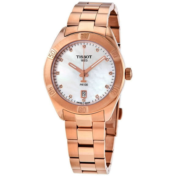Tissot T-Classic PR100 Quartz Diamond Mother of Pearl Dial Ladies Watch T101.910.33.116.00