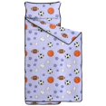 thumbnail image 2 of Football and Basketball White Pattern Teens Toddler Nap Mat with Pillow, Sleeping Mat Bag for Preschool Daycare 59"x22", 2 of 3