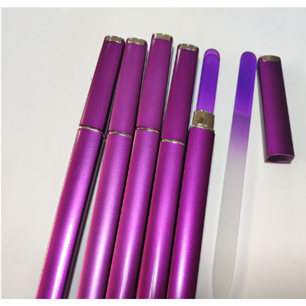 Lima de uñas de vidrio de dos colores de 14 cm, lima de uñas de vidrio de tubo de color, tubo ABS adecuado para la mayoría de los escenarios