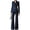 Navy Blue, variant on Elegant Women'S Stripe Suit with Double Breasted Buttons Jacket & Pants Set Navy Blue L