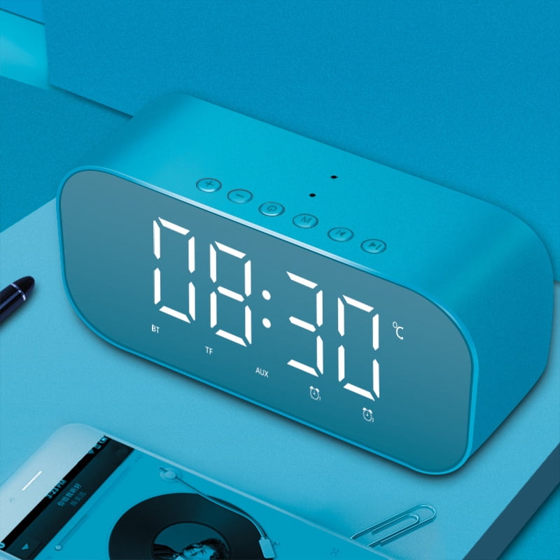 Led Alarm Clock For Bedroom Digital Clock Wireless Bluetooth Speakers