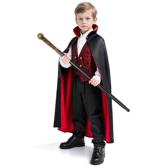 MAVOLIO Boys Vampire Halloween Costume Set, Classic Gothic Kids Cosplay Outfit for Dress‑up Party