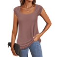thumbnail image 4 of ECZHAW Women Summer Tops Cute Square Neck Tank Tops Loose Dressy Casual Shirts Cap Sleeve Tunic Tops,, 4 of 7