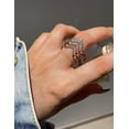 thumbnail image 2 of Baicccf Anillos de oro para mujer chapado en oro de 14 quilates, anillos ajustables delicados, serpiente de mal de ojo, Chevron, abrazo, nudillos, banda simple, diamante falso, dedo R, 2 of 5