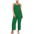 thumbnail image 2 of HIMIWAY Summer Sale Casual Jumpsuits for Women Women's Strap Pants Fashion Print Strap Loose Wide Leg Bodysuit With Pockets Dark Green S, 2 of 6