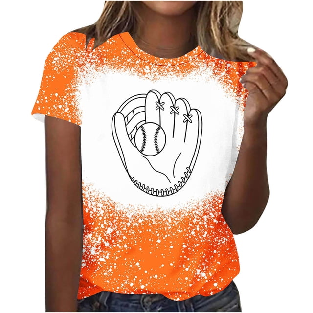 Camisas de Mujer Casual Impreso Cuello Redondo Manga Corta Superior, Blusa de Moda para Uso Diario Y de Fiesta