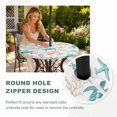 thumbnail image 4 of Round Outdoor Tablecloth with Umbrella Hole and Zipper, Teal Red Coastal Tablecloth with Elastic Waterproof, Beach Nautical Sea Turtle Coral Starfish Patio Table Covers for 31" - 35" Pool Tables, 4 of 9