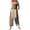 #02Brown, variant on Linen Overalls for Women Plus Size Fit Casual Floral Printed Linen Jumpsuits High Waist Wide Adjustable Bib Overall Gray XL