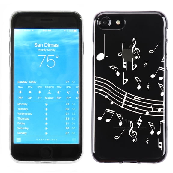 One Tough Shield ® Slim-Fit Premium Transparent TPU Phone Case for Apple iPhone 7 - White Music Notes