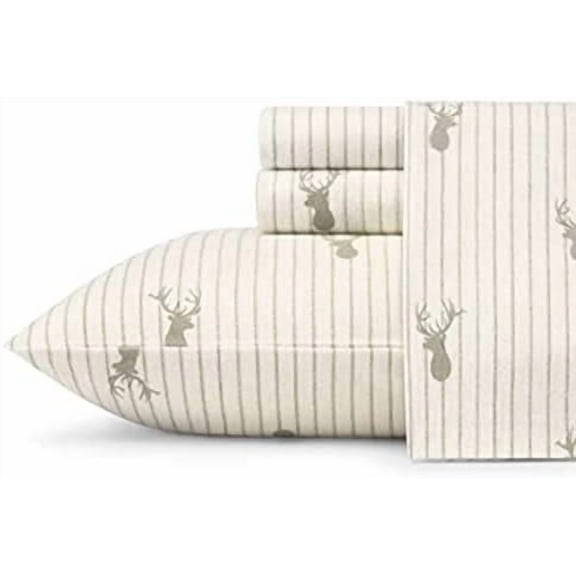 - King Sheets, Cotton Flannel Bedding Set, Brushed For Extra Softness, Cozy Home Decor (Deer Lodge, King)