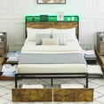 thumbnail image 4 of Queen Bed Frame with Storage Headboard and 6 Drawers,LED Bed Frame with USB Ports, Queen Size Platform Bed Frame with Headboard, Strong Wood Slats Support, 4 of 9