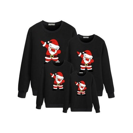 

Frobukio Christmas Family Matching Pullover Sweatshirt Long Sleeve Round Neck Print Xmas T-Shirt Tops Clothes Black I 2-3 Years