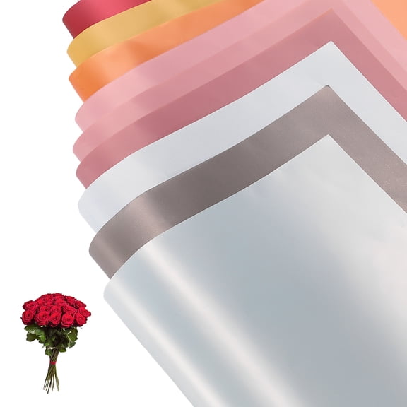 Uxcell 22.8 x 22.8 Inch Flower Wrapping Paper, 10Pcs Iridescent Double Sided Florist Bouquet Packaging Waterproof Florist Supplies DIY Crafts Gift Packaging Gift Box Wedding, Multicolored