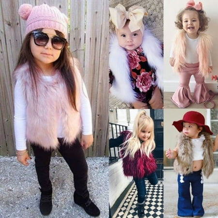 Children Fashion Coat Faux Fur Vest Waistcoat Warm Winter Outwear Jacket