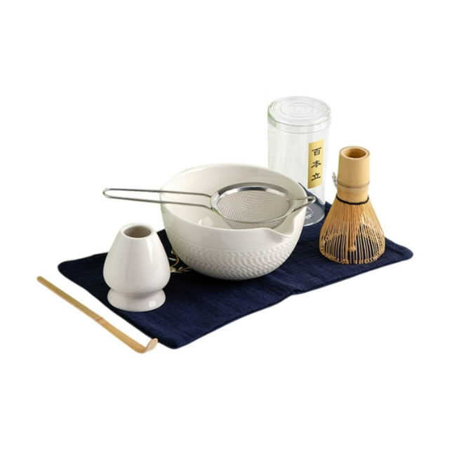 Juego de de matcha, 6 unidades, kit para preparar té matcha, cuenco tradicional para matcha, para matcha, regalo blanco