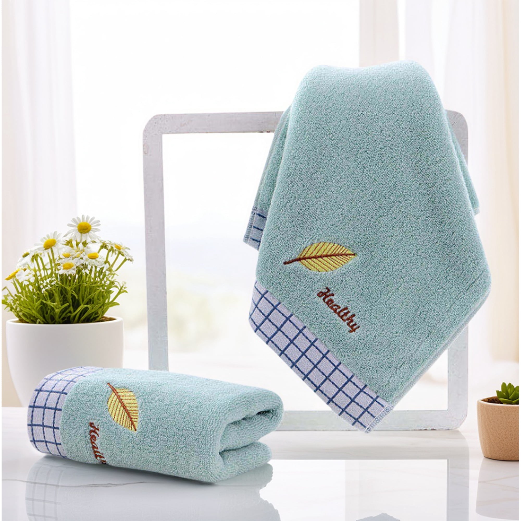 REGALWOVEN Leaves Pattern Hand Towels for Bathroom, 13 x 29 Inch Soft Absorbent Decorative Towel Pink 2-Piece