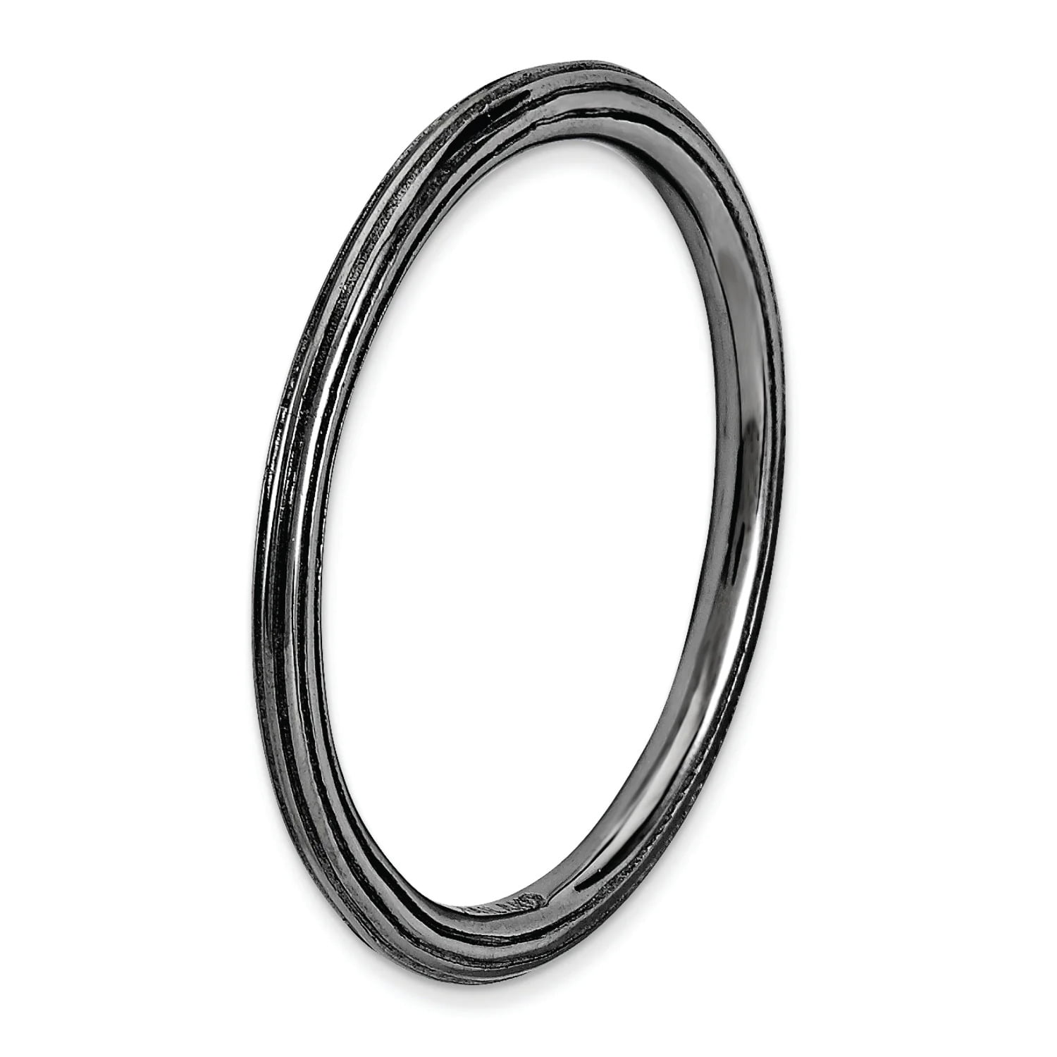 Sterling Silver Black-Plated Step-Down Ring
