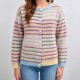 thumbnail image 2 of Fewfanhot Sweaters for Women Striped Cardigan Fall Trendy Rainbow Color Block Open Front Sweater Coats, 2 of 9