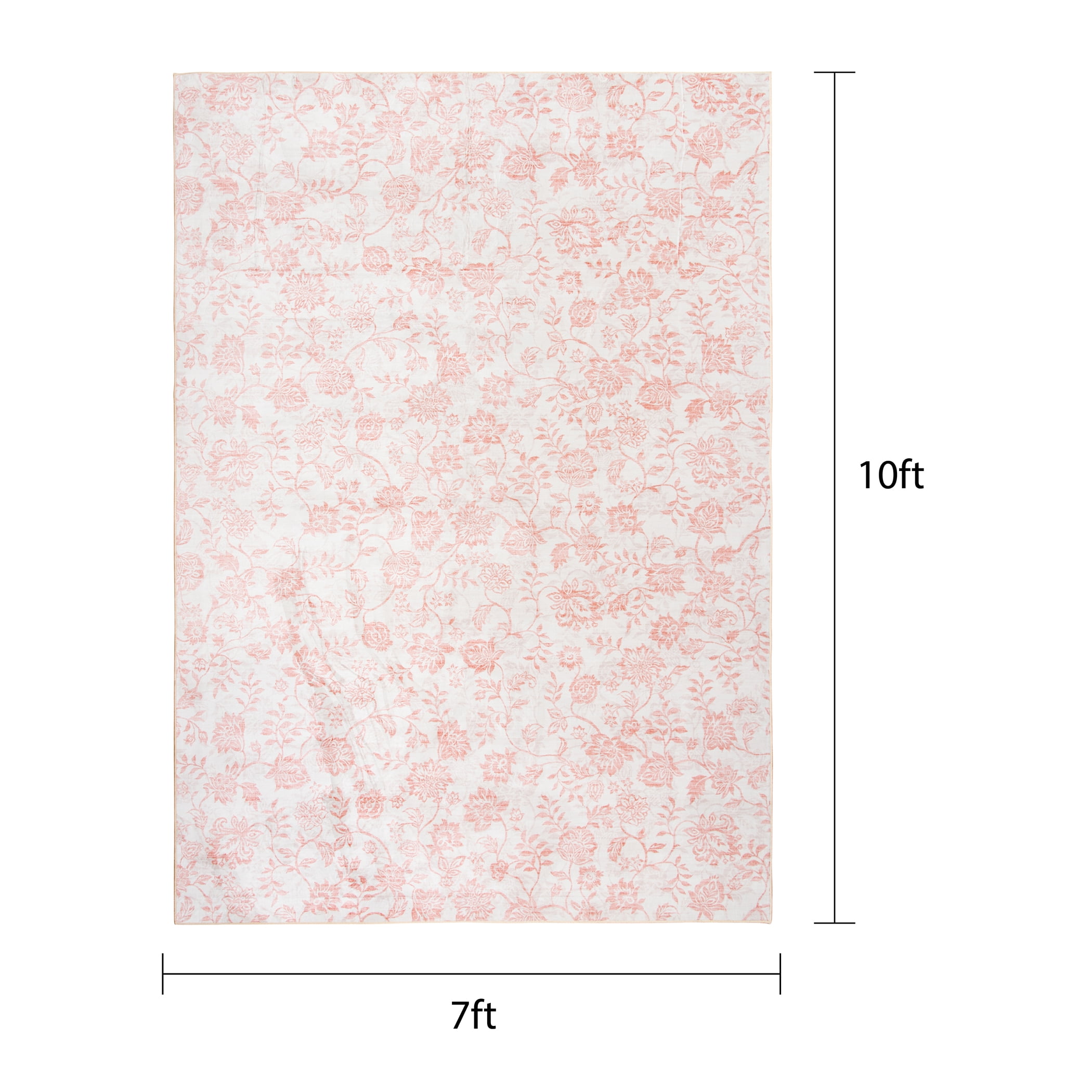Mainstays Pink Floral Faux Fur Indoor Area Rug, 7'x10'